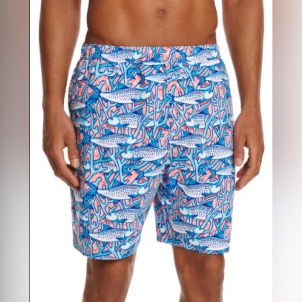 Vineyard Vines Bonefish Coral Bungalow Swim Trunks